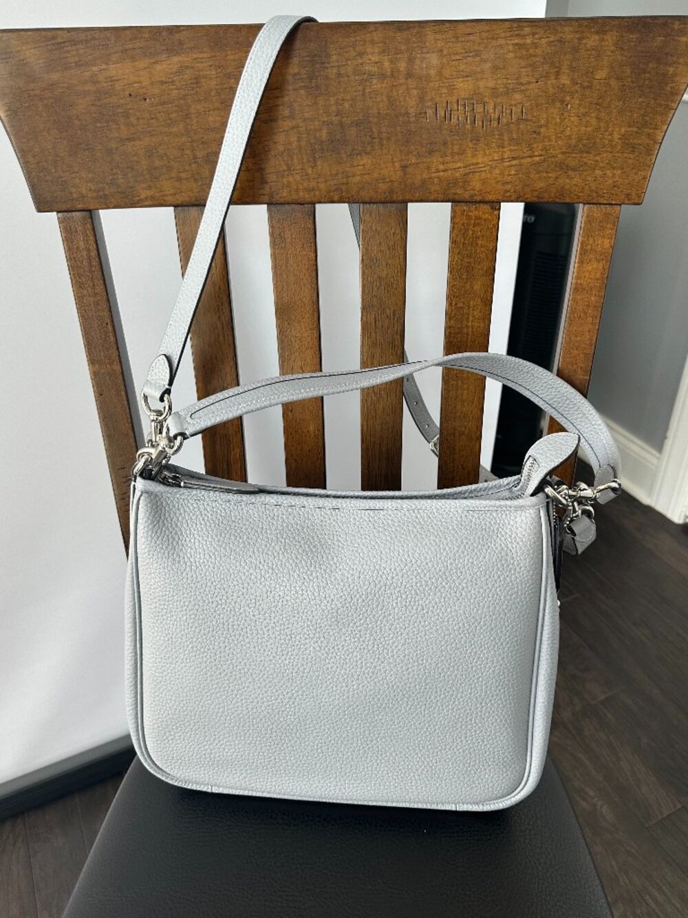 Coach Grey Blue Pebble Leather Cary Crossbody Bag Style #F2332-CC435 *NWT* - Picture 2 of 14